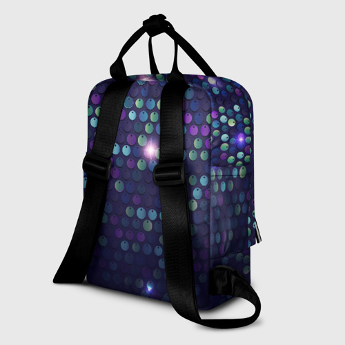 Женский рюкзак 3D с принтом Блестки диско, вид сзади #1
