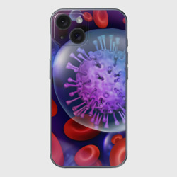 Чехол для iPhone 15 силиконовый с защитой камеры Лейкоциты и клетка