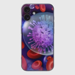 Чехол для iPhone 16 силиконовый с защитой камеры Лейкоциты и клетка