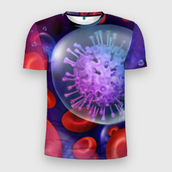 Мужская футболка 3D Slim Лейкоциты и клетка
