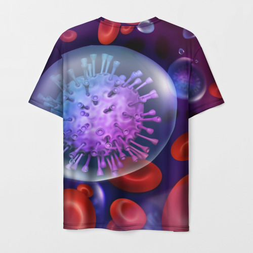 Мужская футболка 3D с принтом Лейкоциты и клетка, вид сзади #1