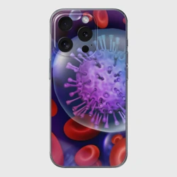 Чехол для iPhone 15 Pro Max силиконовый с защитой камеры Лейкоциты и клетка