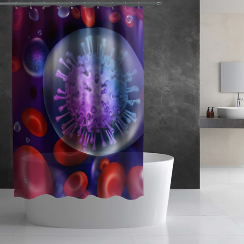 Штора 3D для ванной Лейкоциты и клетка - фото 3