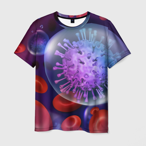 Мужская футболка 3D с принтом Лейкоциты и клетка, вид спереди #2