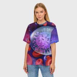 Женская футболка oversize 3D Лейкоциты и клетка - фото 2