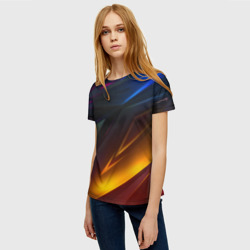 Женская футболка 3D Geometry stripes neon геометрия неон - фото 2