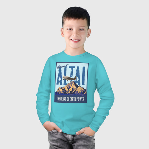 Детский лонгслив хлопок Алтай, цвет бирюзовый - фото 3