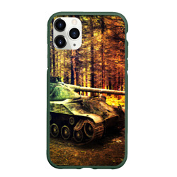 Чехол для iPhone 11 Pro матовый Танк в лесу