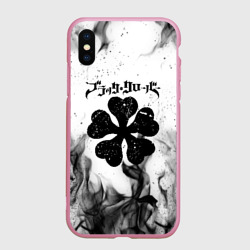 Чехол для iPhone XS Max матовый Черный Клевер горящий фон