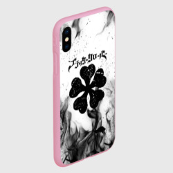 Чехол для iPhone XS Max матовый Черный Клевер горящий фон - фото 2