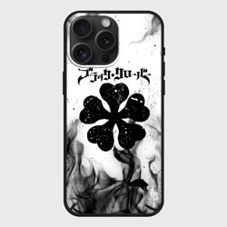 Чехол силиконовый для Apple iPhone 15 Pro Мax матовый Черный Клевер горящий фон