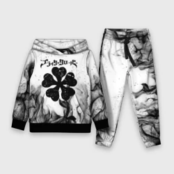 Детский костюм с толстовкой 3D Черный Клевер горящий фон