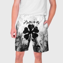 Мужские шорты 3D Черный Клевер горящий фон