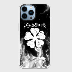 Чехол для iPhone 14 Pro Max Черный Клевер дымящийся фон