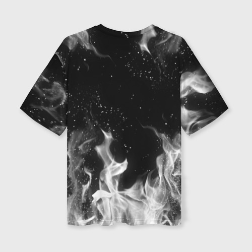 Женская футболка oversize 3D Черный Клевер дымящийся фон, цвет 3D печать - фото 2