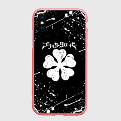 Чехол для iPhone XS Max матовый Черный Клевер с белыми мазками