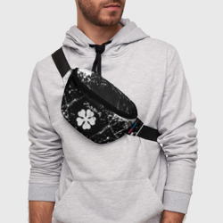 Поясная сумка 3D Черный Клевер с белыми мазками - фото 2