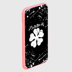 Чехол для iPhone XS Max матовый Черный Клевер с белыми мазками - фото 2