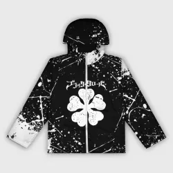 Женская ветровка 3D Черный Клевер с белыми мазками
