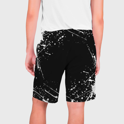 Мужские шорты 3D с принтом Черный Клевер с белыми мазками, вид сзади #1