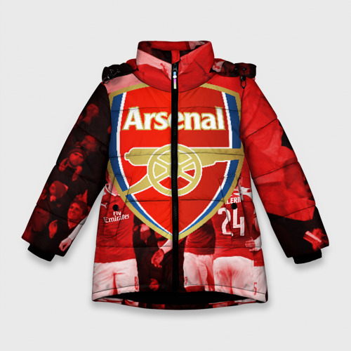 Зимняя куртка для девочек 3D с принтом Arsenal, вид спереди #2