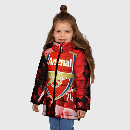 Зимняя куртка для девочек 3D с принтом Arsenal, фото на моделе #1