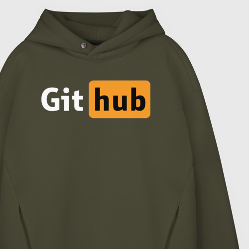 Мужское худи Oversize хлопок Git Hub, цвет хаки - фото 4