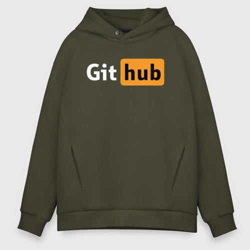 Мужское худи Oversize хлопок Git Hub, цвет хаки