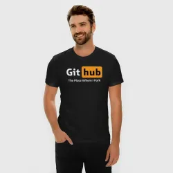 Мужская футболка хлопок Slim GitHub Fork Place - фото 2