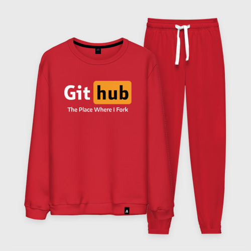 Мужской костюм хлопок GitHub Fork Place, цвет красный