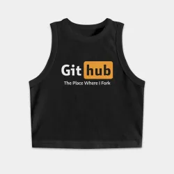 Женская укороченная майка-топ хлопок GitHub Fork Place
