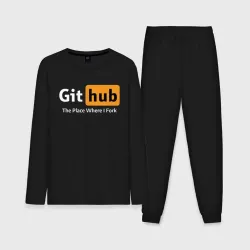 Мужская пижама с лонгсливом хлопок GitHub Fork Place