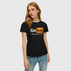 Женская футболка хлопок GitHub Fork Place - фото 2