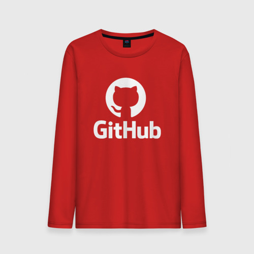 Мужской лонгслив хлопок GitHub, цвет красный