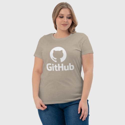 Женская футболка хлопок GitHub, цвет миндальный - фото 6