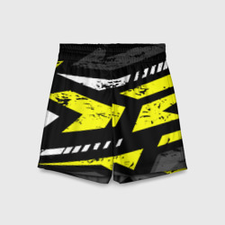 Детские спортивные шорты 3D Black yellow  abstract sport style