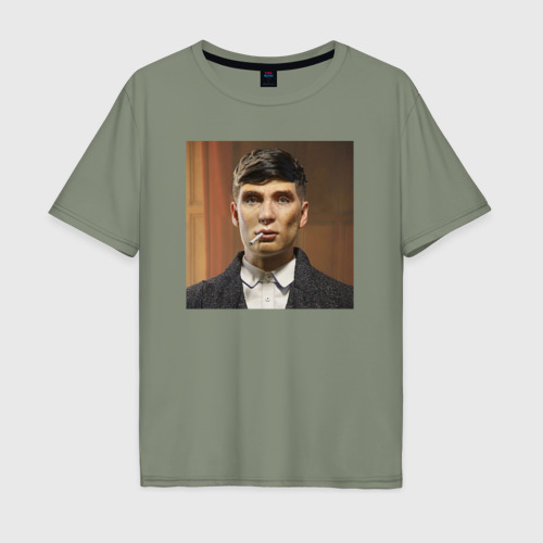 Мужская футболка хлопок Oversize с принтом Томас Шелби, вид спереди #2