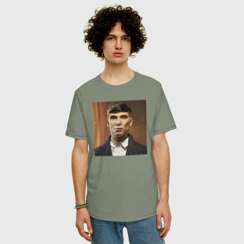 Мужская футболка хлопок Oversize с принтом Томас Шелби, фото на моделе #1