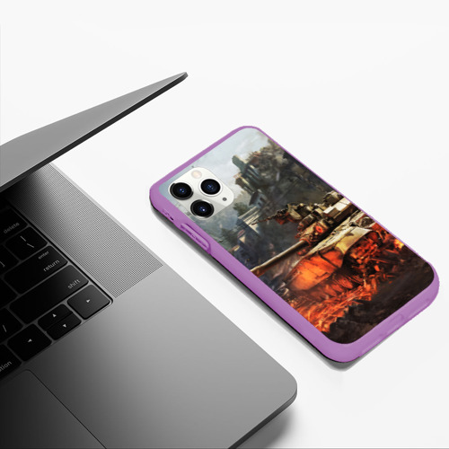 Чехол для iPhone 11 Pro Max матовый Танки, цвет фиолетовый - фото 5