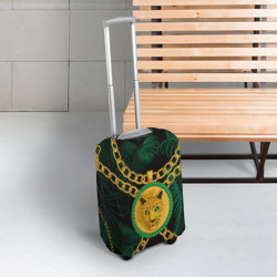 Чехол для чемодана 3D Золотой леопард и цепь - фото 2