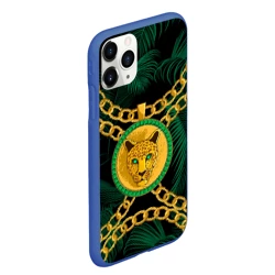 Чехол для iPhone 11 Pro Max матовый Золотой леопард и цепь - фото 2