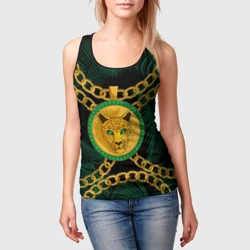 Женская майка 3D Золотой леопард и цепь - фото 2