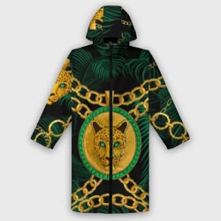 Дождевик унисекс 3D Золотой леопард и цепь