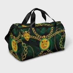 Сумка спортивная 3D Золотой леопард и цепь