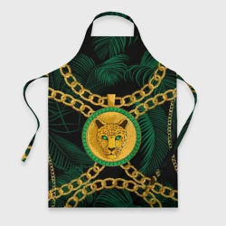 Фартук 3D Золотой леопард и цепь
