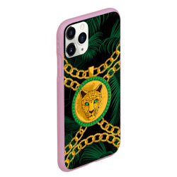 Чехол для iPhone 11 Pro Max матовый Золотой леопард и цепь - фото 2