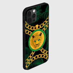 Чехол для iPhone 12 Pro Золотой леопард и цепь - фото 2