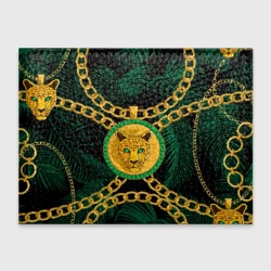 Обложка для студенческого билета Золотой леопард и цепь