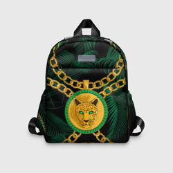 Детский рюкзак 3D Золотой леопард и цепь