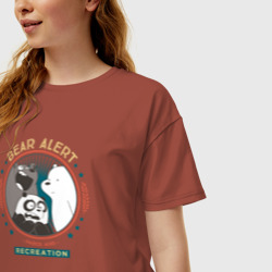 Женская футболка хлопок Oversize Медвежья тревога - фото 2